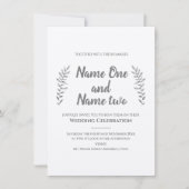 鉛筆描葉結婚式招待状とブランチ 招待状 (正面)