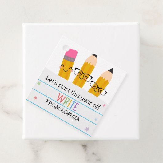 鉛筆紙新学期スクエア フェイバータグ (インサイチュ)