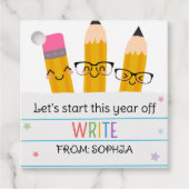 鉛筆紙新学期スクエア フェイバータグ (正面)