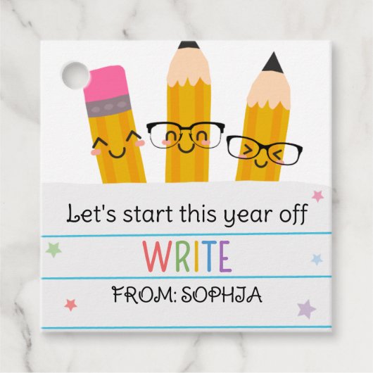 鉛筆紙新学期スクエア フェイバータグ (正面)