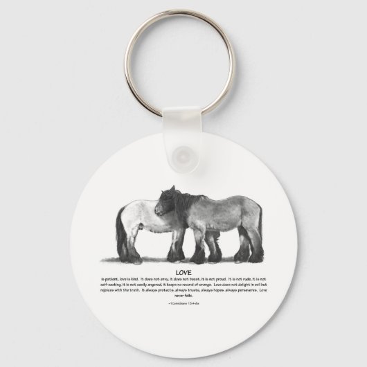 鉛筆荷車を引くの馬:愛についての聖書の詩 キーホルダー (正面)