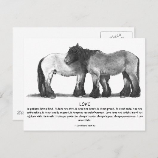 鉛筆荷車を引くの馬：愛についての聖書の詩 ポストカード (正面/裏面)