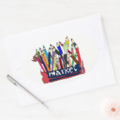 鉛筆貼り 楕円形シール (封筒)