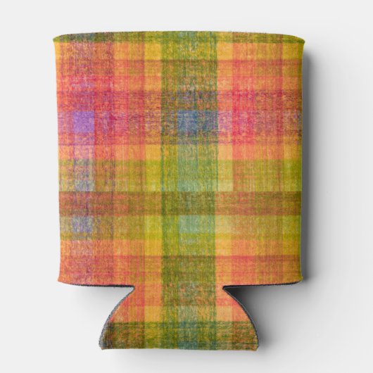 鉛筆鮮やか色の格子模様 缶クーラー (裏面)