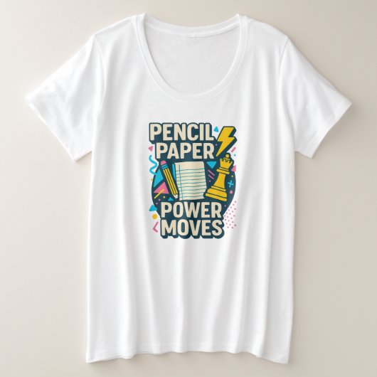 鉛筆、紙、力強い動き - モチベーションシャツ プラスサイズTシャツ (デザイン正面)