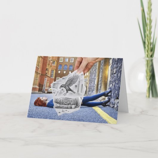 鉛筆Vsカメラ – カラス カード (正面)