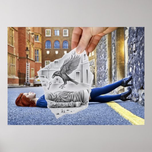 鉛筆Vsカメラ – カラス ポスター (正面)