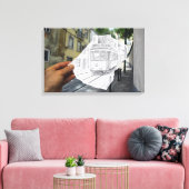 鉛筆Vsカメラ – リスボントラム キャンバスプリント (インサイチュ (リビング))