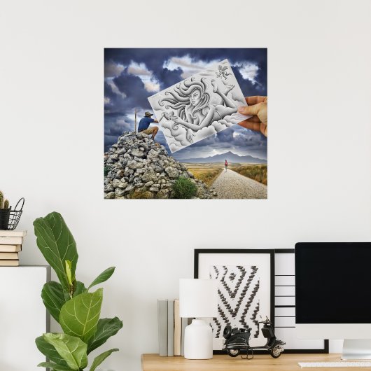 鉛筆Vsカメラ – 女神 ポスター (ホームオフィス)