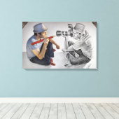 鉛筆Vsカメラ – 3D鏡 キャンバスプリント (インサイチュ (ウッドフロア))