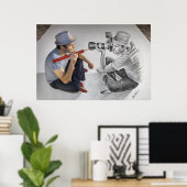 鉛筆Vsカメラ – 3D鏡 ポスター (ホームオフィス)