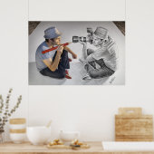 鉛筆Vsカメラ – 3D鏡 ポスター (キッチン)