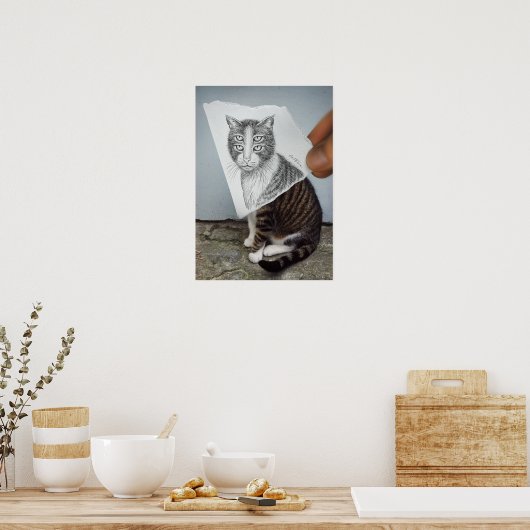 鉛筆Vsカメラ – 4 Eyes Cat ポスター (キッチン)