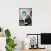 鉛筆Vsカメラ – 4 Eyes Cat ポスター (ホームオフィス)