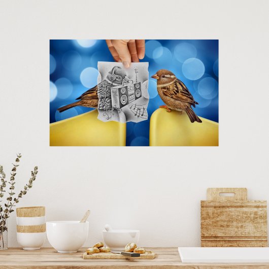 鉛筆Vsカメラ – Electro Bird ポスター (キッチン)