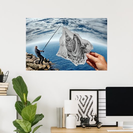 鉛筆Vsカメラ – Shark ポスター (ホームオフィス)