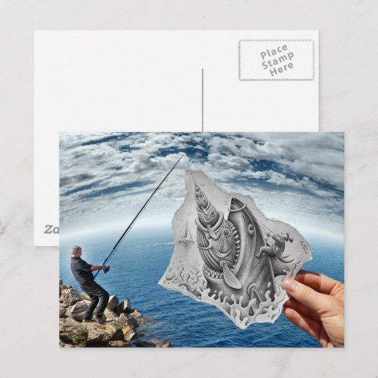 鉛筆Vsカメラ – Shark ポストカード (正面/裏面)