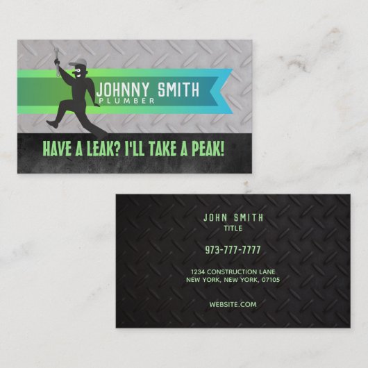 鉛管工のグラフィック・デザインの名刺 名刺 (正面/裏面)