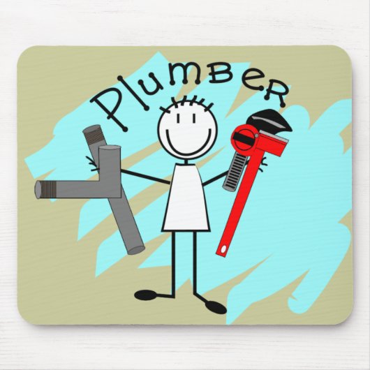 鉛管工の棒人のデザイン マウスパッド (正面)