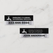 鉛管工の配管サービス暗い銀製の金属の一見 スキニー名刺 (正面/裏面)