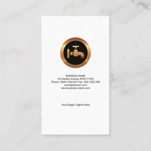 鉛管工の顕著な金ゴールドアイコン青海原木穀物 名刺 (裏面)