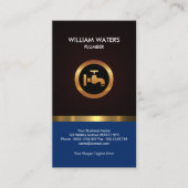 鉛管工の顕著な金ゴールドアイコン青海原木穀物 名刺 (正面)