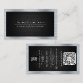 鉛黒色カーボン繊維及び銀金属p 名刺 (正面/裏面)