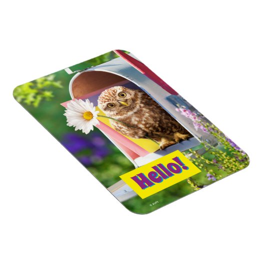 鉢に花を入れたフクロウ マグネット (右側)