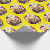 鉢に花を入れたフクロウ ラッピングペーパー (角)