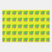 鉢付きサボテンの包装紙 ラッピングペーパーシート (正面3)