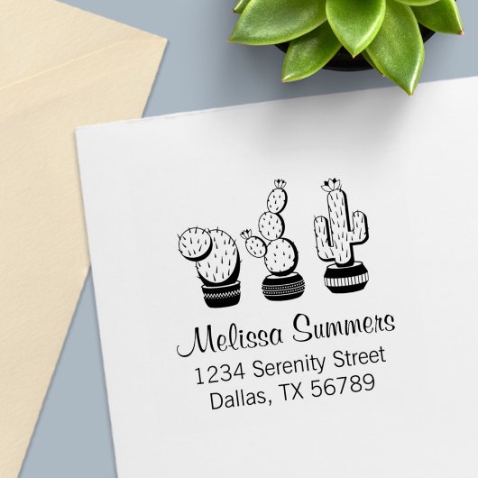 鉢付きサボテン – サボテン植物アドレス セルフインキングスタンプ