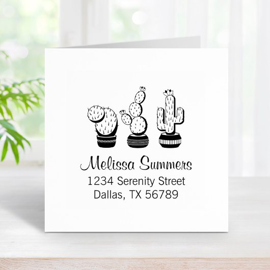 鉢付きサボテン – サボテン植物アドレス ラバースタンプ