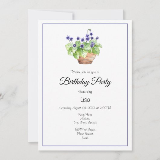 鉢付きスミレ 招待状 (正面)