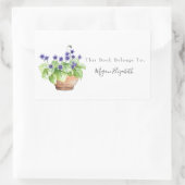 鉢付きスミレ 長方形シール (バッグ)