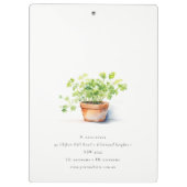 鉢付きハーブパセリーコリアンダー水彩植物学 クリップボード (裏面)