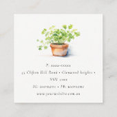 鉢付きハーブパセリーコリアンダー水彩植物学 スクエア名刺 (裏面)