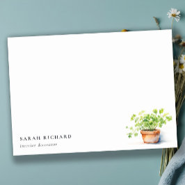 鉢付きハーブパセリーコリアンダー水彩植物学 ノートカード