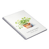 鉢付きハーブパセリーコリアンダー水彩植物学 ノートブック (右側)