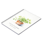 鉢付きハーブパセリーコリアンダー水彩植物学 ノートブック (左側)