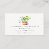 鉢付きハーブパセリーコリアンダー水彩植物学 名刺 (裏面)