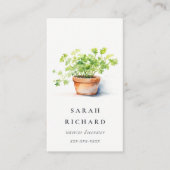 鉢付きハーブパセリーコリアンダー水彩植物学 名刺 (正面)