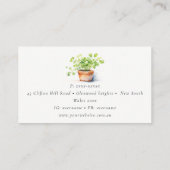 鉢付きハーブパセリーコリアンダー水彩植物学 名刺 (裏面)