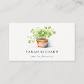鉢付きハーブパセリーコリアンダー水彩植物学 名刺 (正面)
