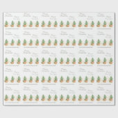 鉢付きモミの木とギフトクリスマスポパーソナライズされたット ラッピングペーパー (フラット)