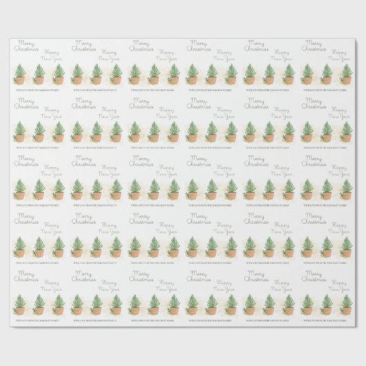 鉢付きモミの木とギフトクリスマスポパーソナライズされたット ラッピングペーパー (フラット)