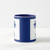 鉢付きヤシの木 – ネイビーブルーとホワイト マグカップ (中央)