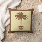 鉢付きヤシの木 – 濃い茶色と褐色 クッション (ブランケット)