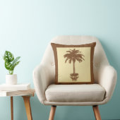 鉢付きヤシの木 – 濃い茶色と褐色 クッション (椅子)