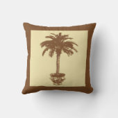 鉢付きヤシの木 – 濃い茶色と褐色 クッション (裏面)