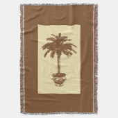 鉢付きヤシの木 – 濃い茶色と褐色 スローブランケット (正面縦)